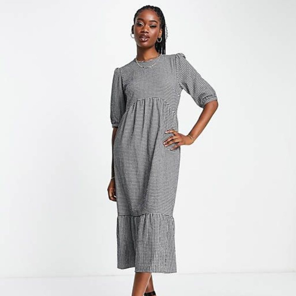 Nobody's Child Rachel plaid midi dress in black